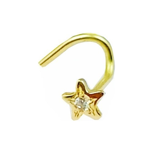 Piercing Aro Nariz Oro 18k Modelo Estrella Con Piedra 