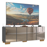 Rack Tv Até 50 Polegadas C/ Espelho 4 Pts Multimóveis Mp1083 Cor Grafite (natural)