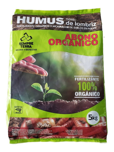 Humus De Lombriz Saco De 5 Kg Abono 100% Orgánico