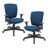 Kit 2 Cadeiras Girat Ergonômica Pto Alt Flexi Poliéster Azul