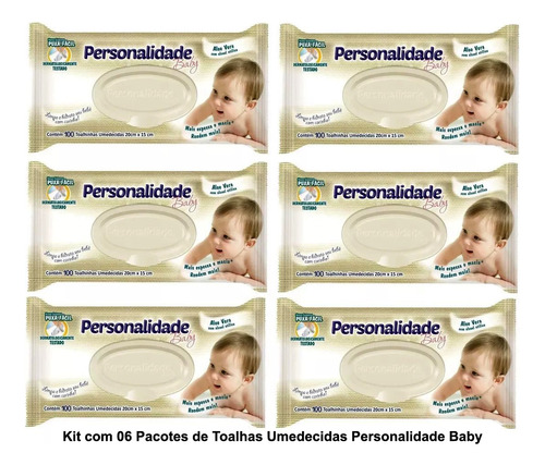 Toalhas Umedecidas Personalidade Baby Kit Com 06 Pacotes