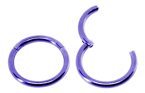 Piercing Argola Click 100% Titânio Anodizada Roxo/purple 22v