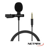 Microfono Corbatero Celular Pc Streaming Conferencias Netmak Color Negro