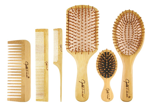 (a) Cojín De Bambú Wood Combs Healthy Paddle Scalp Cepillo