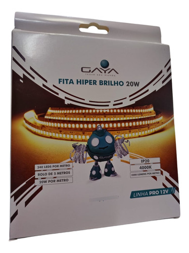 Fita Led Ip20 20w 12v Hiper Brilho 240 Leds Gaya 4000k