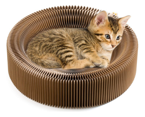 Cama De Descanso Plegable Con Rascador Para Gatos, Cartn Par