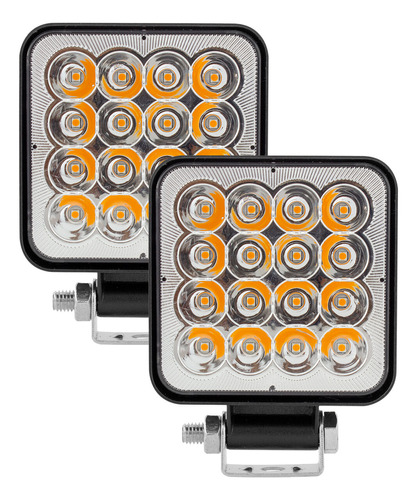 Set 2 Faros Mini 16 Leds Luz Y Estrobo Ámbar Tunelight 48w