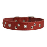 Cuero Auténtico Collar De Perro Tachonado, Rojo, 1  De Ancho