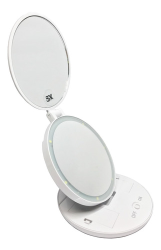 Espejo Para Maquillaje Con Luz Led Plegable Aumento 5x E156