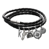 Pulsera Mochilero Brazalete Dije Mochila Brújula Mundo Letra