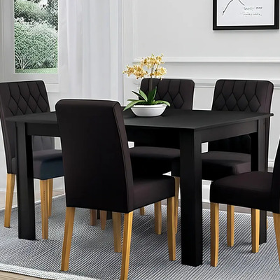 Mesa de comedor de madera con 6 sillas Allegro Madesa Rpo, color rústico\u002Fnegro\u002FOxford | Meses sin interés