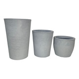 3 Vasos De Polietileno Grande Para Plantas E Jardins Textura Cor Cinza