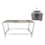 Mesa Bancada Lanchonete, Cozinha + Pia 100% Aço Inox 304