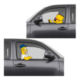 Sticker Cristales Auto Bart Manejando Y Homero Acompañante