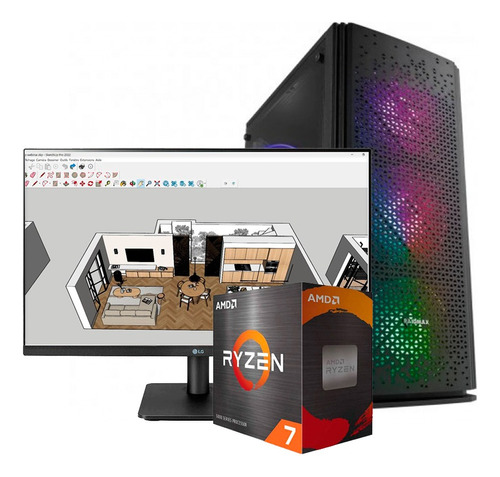 Pc Arquitectura Ryzen 7 5700+1660 Super+monitor 24  Sketchup