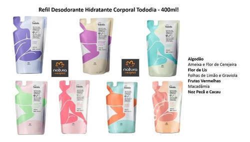 Kit C/ 5 Refil Hidratante Corporal Natura Tododia 400ml -