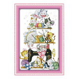 Kits De Punto De Cruz De Animales Gatos 45 X 66cm 11ct