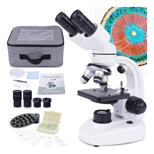 Microscopio Binocular 40x-1000x Para Adultos, Microscopio Bi
