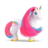 Unicornio De Brinquedo Em Borracha C/ Cabelo E Rabo Colorido