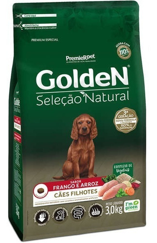 Ração Seca Golden Seleção Natural Para Cães Filhotes 3kg