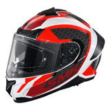 Casco Moto Integral Smk Typhoon Rd1 Doble Visor Color Blanco/rojo Tamaño Del Casco Xl