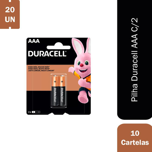 20 Pilhas Duracell Aaa Alcalina 10 Cartelas