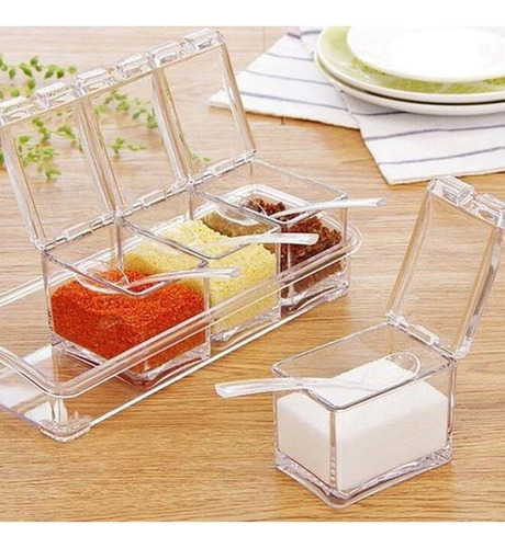 Organizador Acrílico De Cocina Con Soporte Para Condimentos Y Condimentos, 4 Tarros