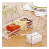 Organizador Acrílico De Cocina Con Soporte Para Condimentos Y Condimentos, 4 Tarros