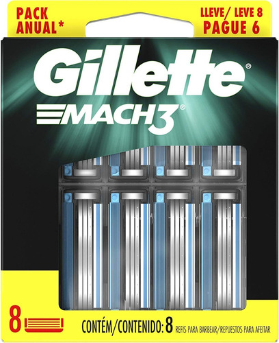 Carga Gillette Mach3 Regular 8 Unidades