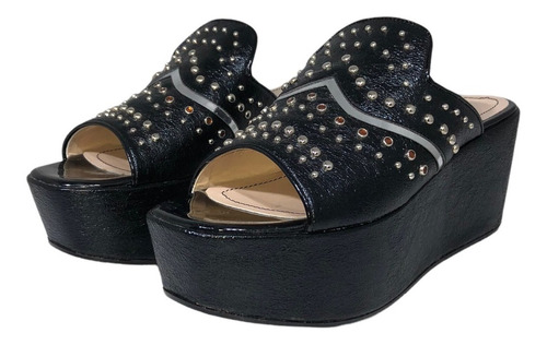 Sandalias Cuero Negras Tachas Saverio Di Ricci. Zhora.