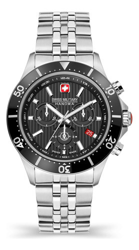 Reloj Swiss Military Smwgi2100701 Para Hombre Cronografo Color De La Malla Plateado Color Del Bisel Gris Color Del Fondo Negro