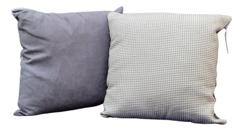 Set De 2 Cojines Cuadrados Gris Y Blanco 43x43cm Almohadas