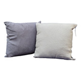 Set De 2 Cojines Cuadrados Gris Y Blanco 43x43cm Almohadas