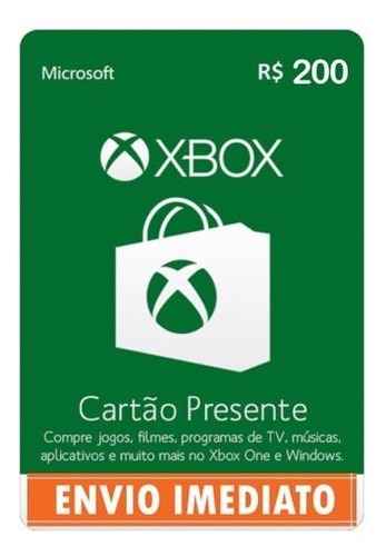 Microsoft Gift Card 200 Reais Cartão Presente Xbox Live Br