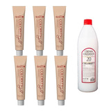 6 Tinturas Silkey Colorkey Gold + Crema Oxidante 900 Ml - 3c