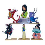 Kit Display De Mesa 6 Peças Para Festa Mulan Mdf