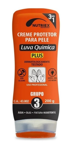 Luva Quimica, Creme Protetor Para Mão Nutriex 200 G- Epi
