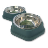 Plato Para Perro Y Gato De Acero Inoxidable 3 Pzas Azul