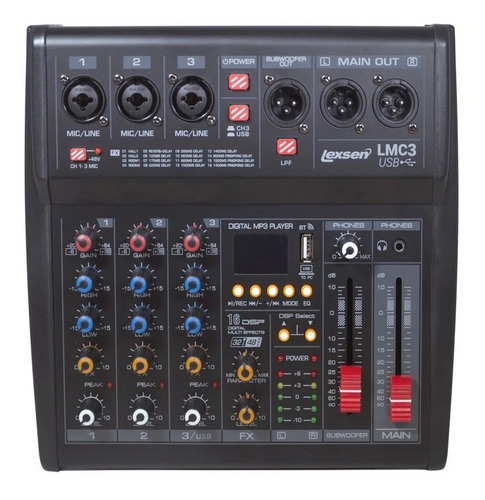 Mixer 3 Canais Usb Bluetooth Interface Podcast Lmc3 Lexsen