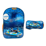 Mochila Y Lapicera Hot Wheels Original Chenson Oferta Uso Rudo Metalica