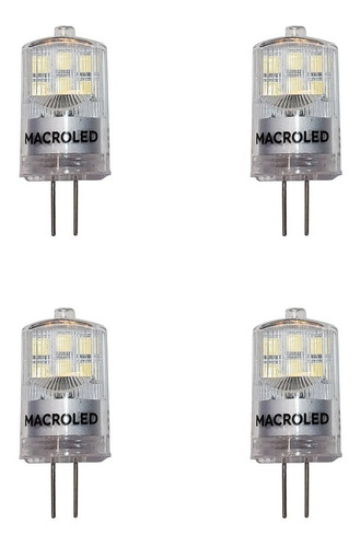 Pack X 4 Bipin Led 2w G4 Luz Fria 6000k 12v Macroled