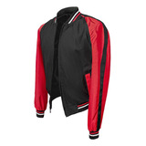 Chaqueta Deportiva Hombre Tipo Beisbolera Negra Con Rojo