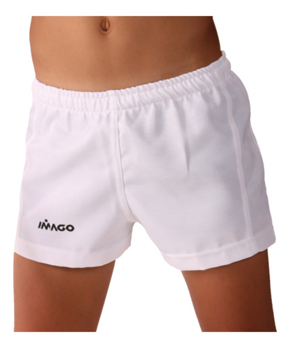 Short De Rugby Imago Blanco Liso Niño Entrenamiento Resisten