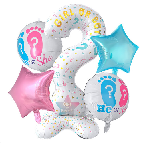 Kit 5 Globos Revelación Género Sexo ? Baby Shower Girl Boy 