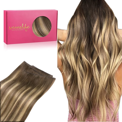 Extensiones De Cabello Real 22in Balayage Marrón Choco 110gr