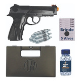  Kit Pistola Airsoft  Co2 Rossi C12 6mm Maleta Bb's Plástica