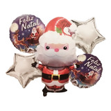 Kit 5 Globos Metálicos Feliz Navidad Christmas Santa Claus