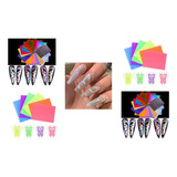 15 Planillas Sticker Mariposas Uñas Colores Tornasol