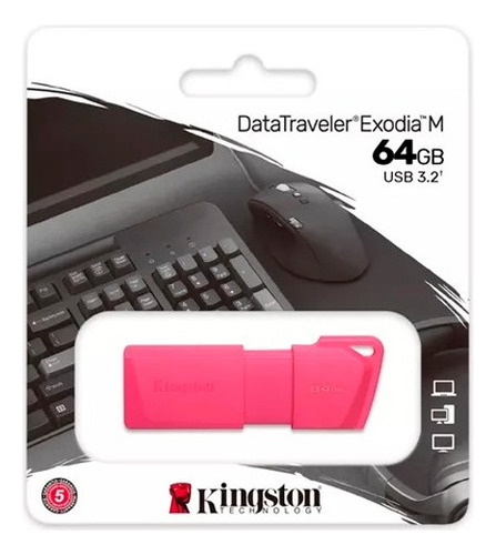 Memoria Flash Usb Kingston De 64 Gb 3.2 Exodia M Pink Color 