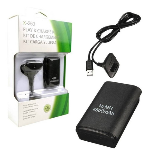 Kit Carga Y Juega Xbox 360 Batería 4800mah Y Cable Cargador